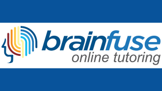 Logo of Brainfuse with a stylized head and text "brainfuse online tutoring."